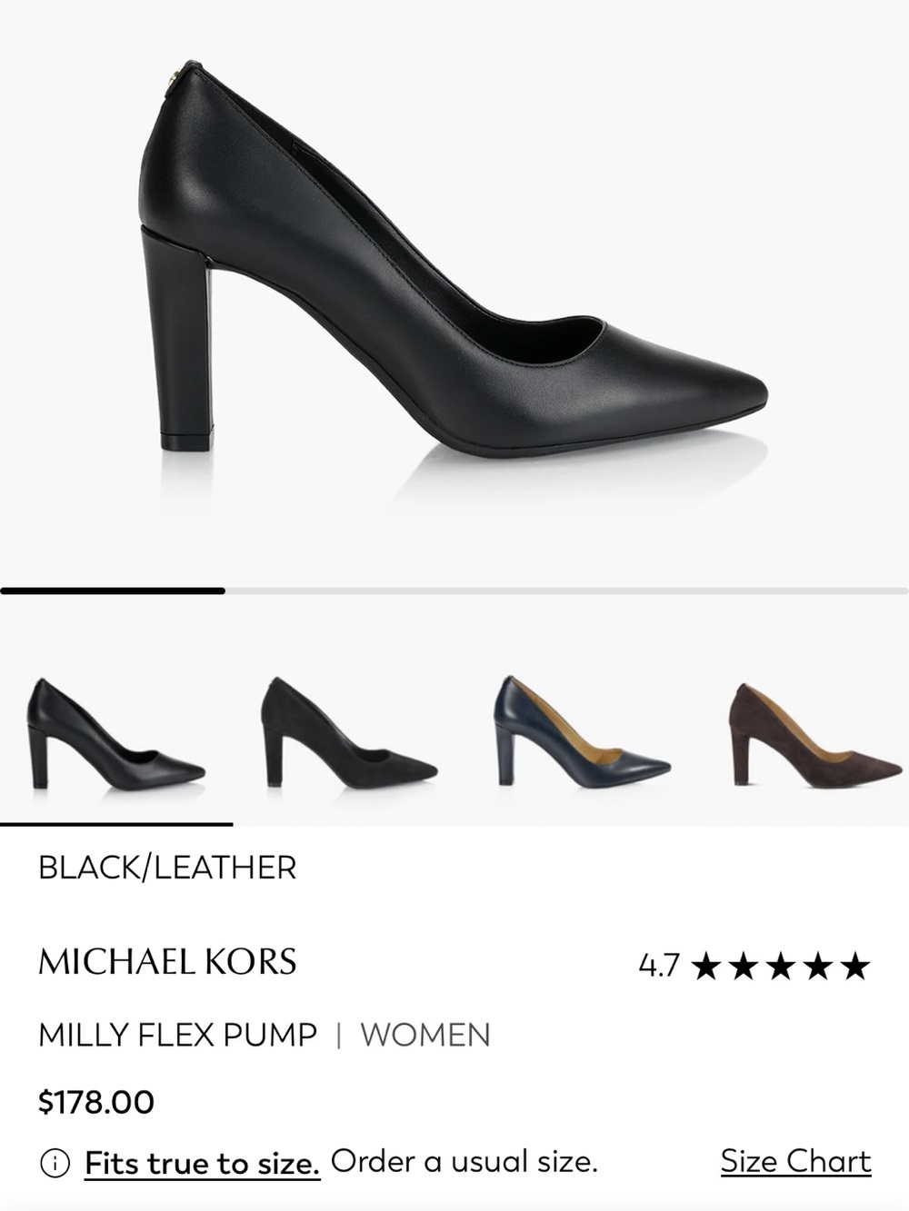 Michael Kors Milly Flex Pump - Black Pointed Toe Pumps with Gold Logo Accent